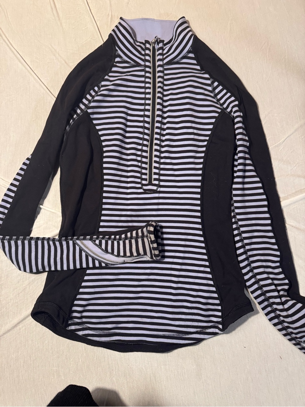 Lululemon Black Striped Half Zip Pullover Size 4